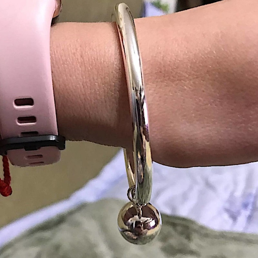 NEW STERLING SILVER CHARM BALL BANGLE BRACELET - Picture 9 of 14